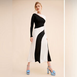 FARM Rio Cut-Out Long Sleeve Midi Dress